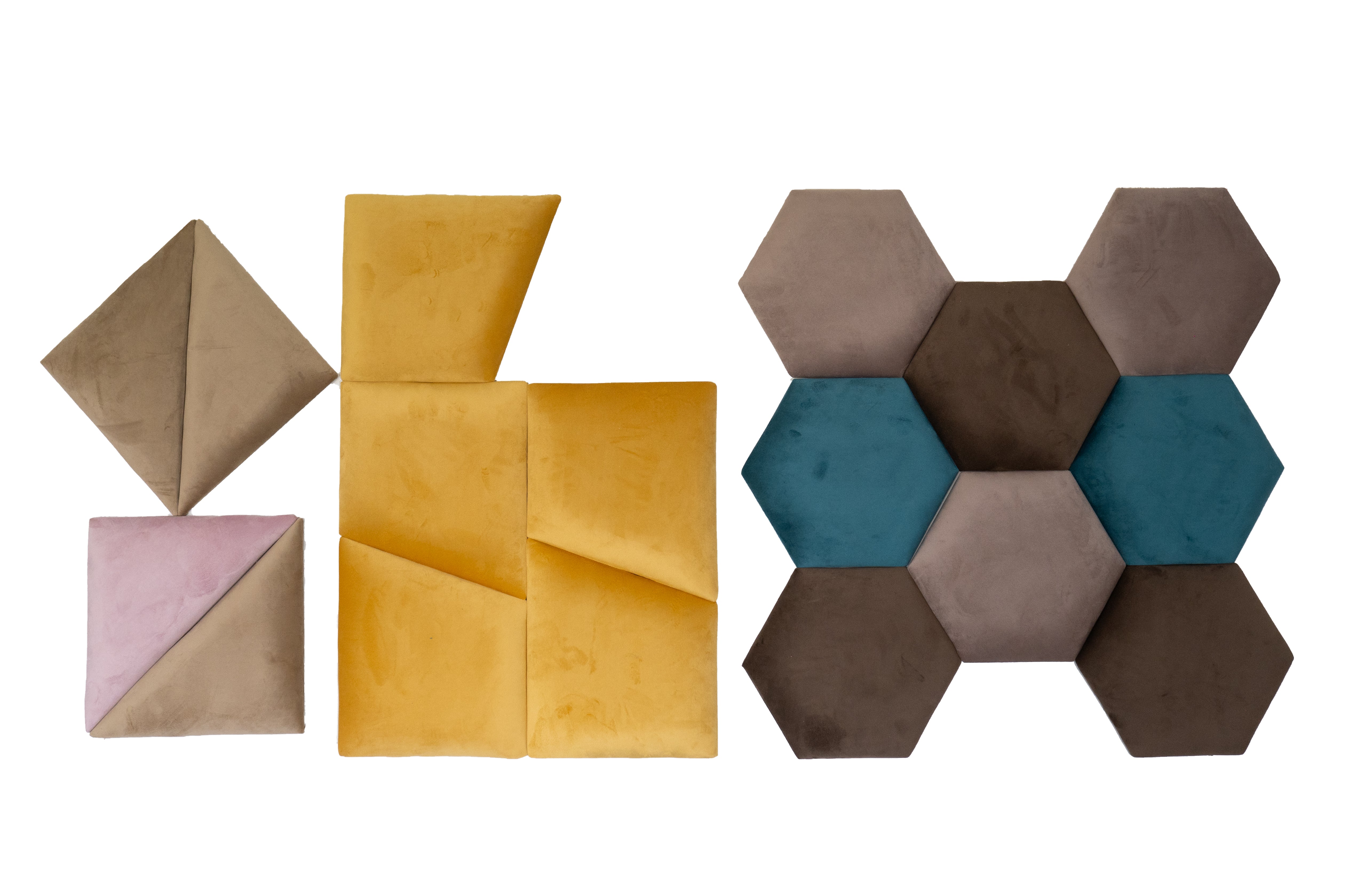 Panou decorativ tapitat hexagonal IMPACT MOB, 35 cm, cu textură textilată și finisaj modern pentru interior.