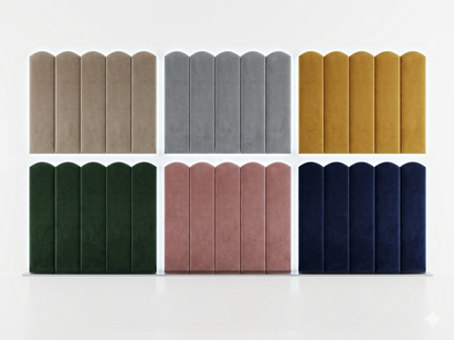Panou decorativ tapițat în formă de arcadă, 60x15 cm, de la IMPACT MOB, cu finisaj textil modern și detalii elegante.