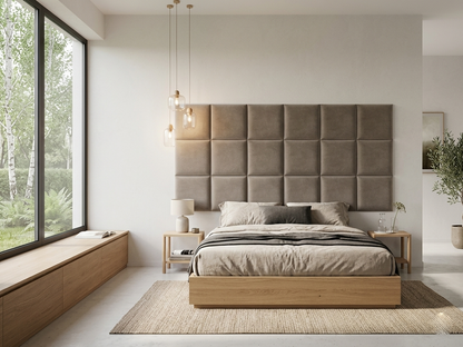 Panou decorativ tapitat patrat de 35x35cm de la IMPACT MOB, finisaj textil și design modern pentru interior.