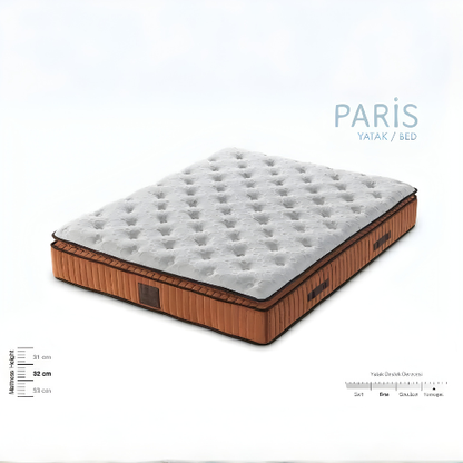 Pat boxspring Paris din catifea cu depozitare și saltea, brand IMPACT MOB, design elegant și spațios în imagine.