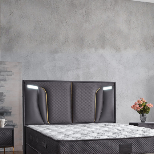 Pat Boxspring R&R din Catifea, cu Saltea și Depozitare - IMPACT MOB