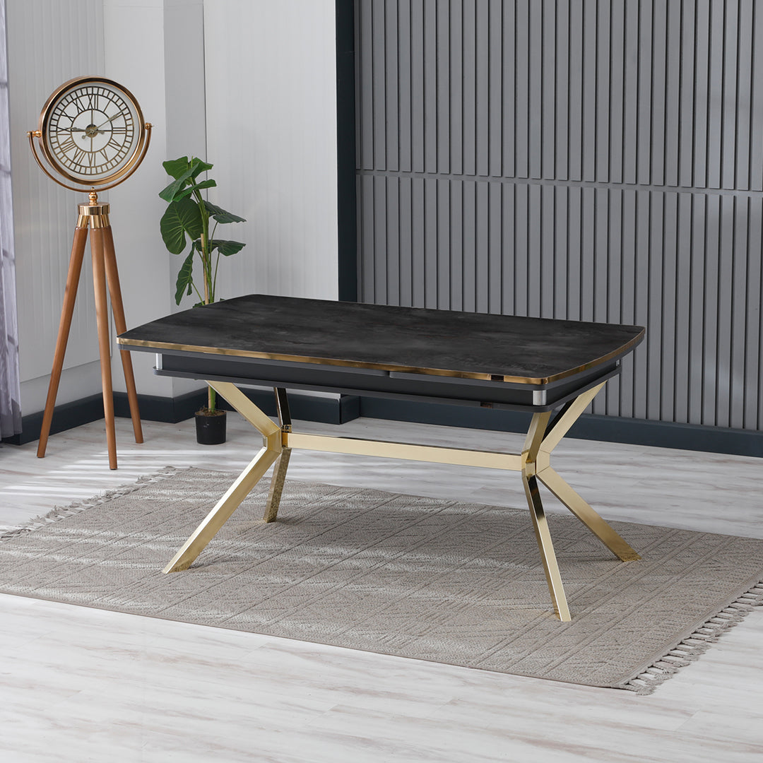 Masa de Living Extensibila Venus Deluxe Negru cu Auriu