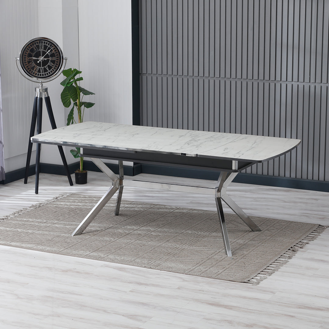 Masa de Living Extensibila Venis Deluxe Alb cu Argintiu