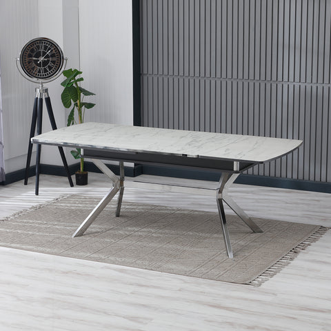 Masa de Living Extensibila Venis Deluxe Alb cu Argintiu