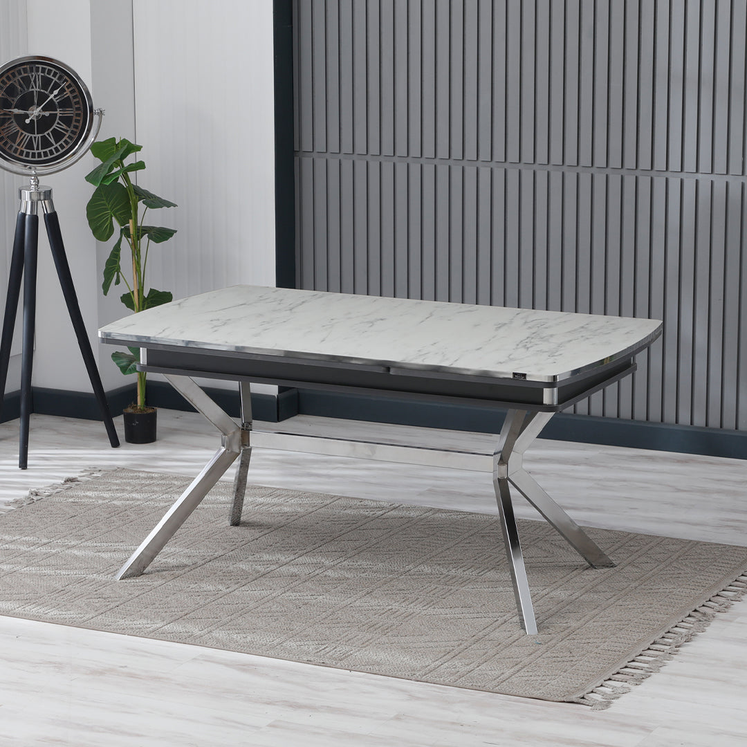 Masa de Living Extensibila Venis Deluxe Alb cu Argintiu