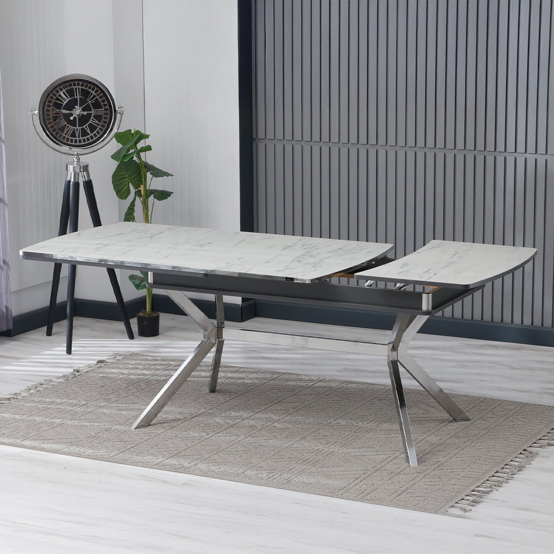 Masa de Living Extensibila Venis Deluxe Alb cu Argintiu