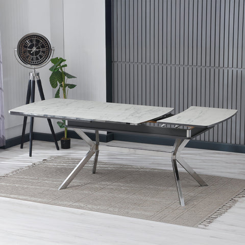Masa de Living Extensibila Venis Deluxe Alb cu Argintiu