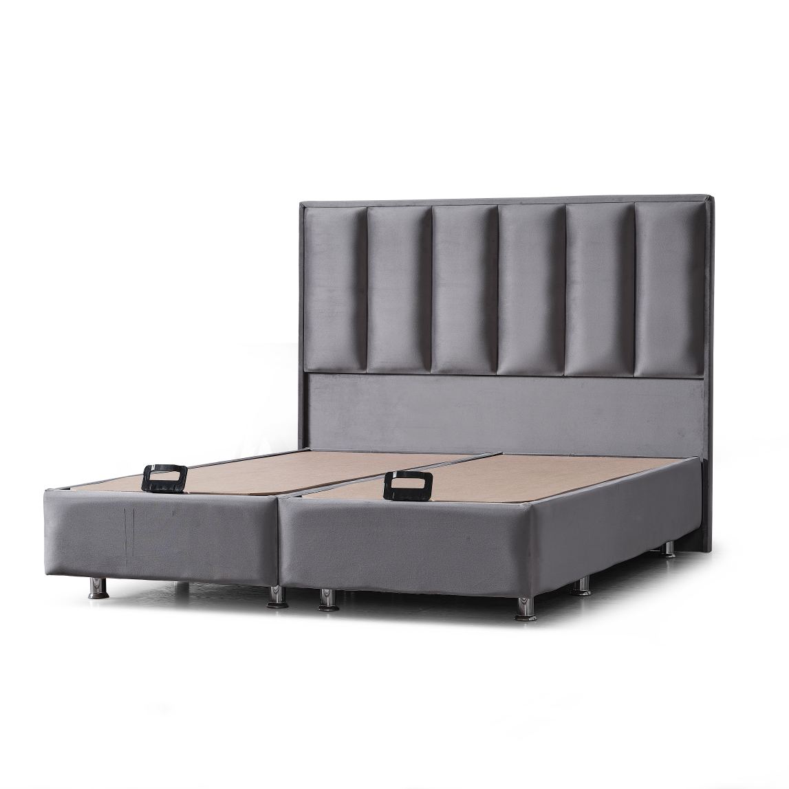 Pat boxspring IMPACT MOB din catifea Plus, cu saltea și spațiu de depozitare, acoperit cu materialul moale și elegant.