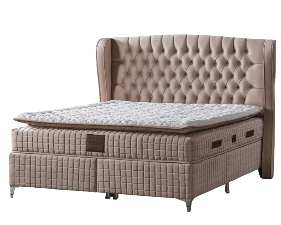 Înălțime totală la sezut de 70-72 cm a patului tapitat Boxspring Olivia, facilitând accesul ușor și confortabil.