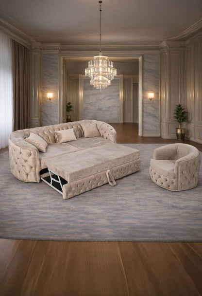 Canapea extensibilă IMPACT MOB din catifea, cu design elegant și confortabil, perfectă pentru living.