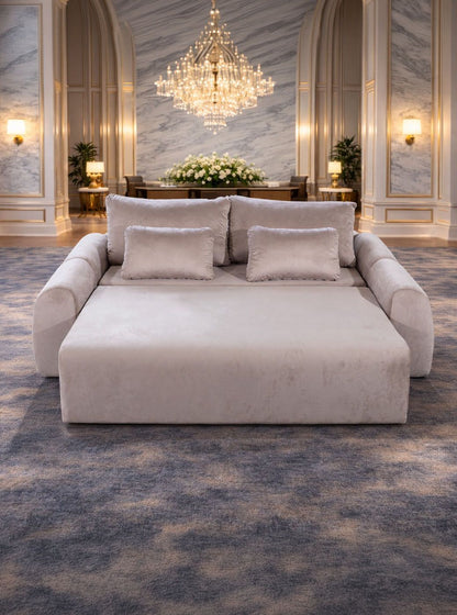 Canapea extensibilă Athena de la IMPACT MOB, cu ladă de depozitare, în nuanțe moderne și design elegant.