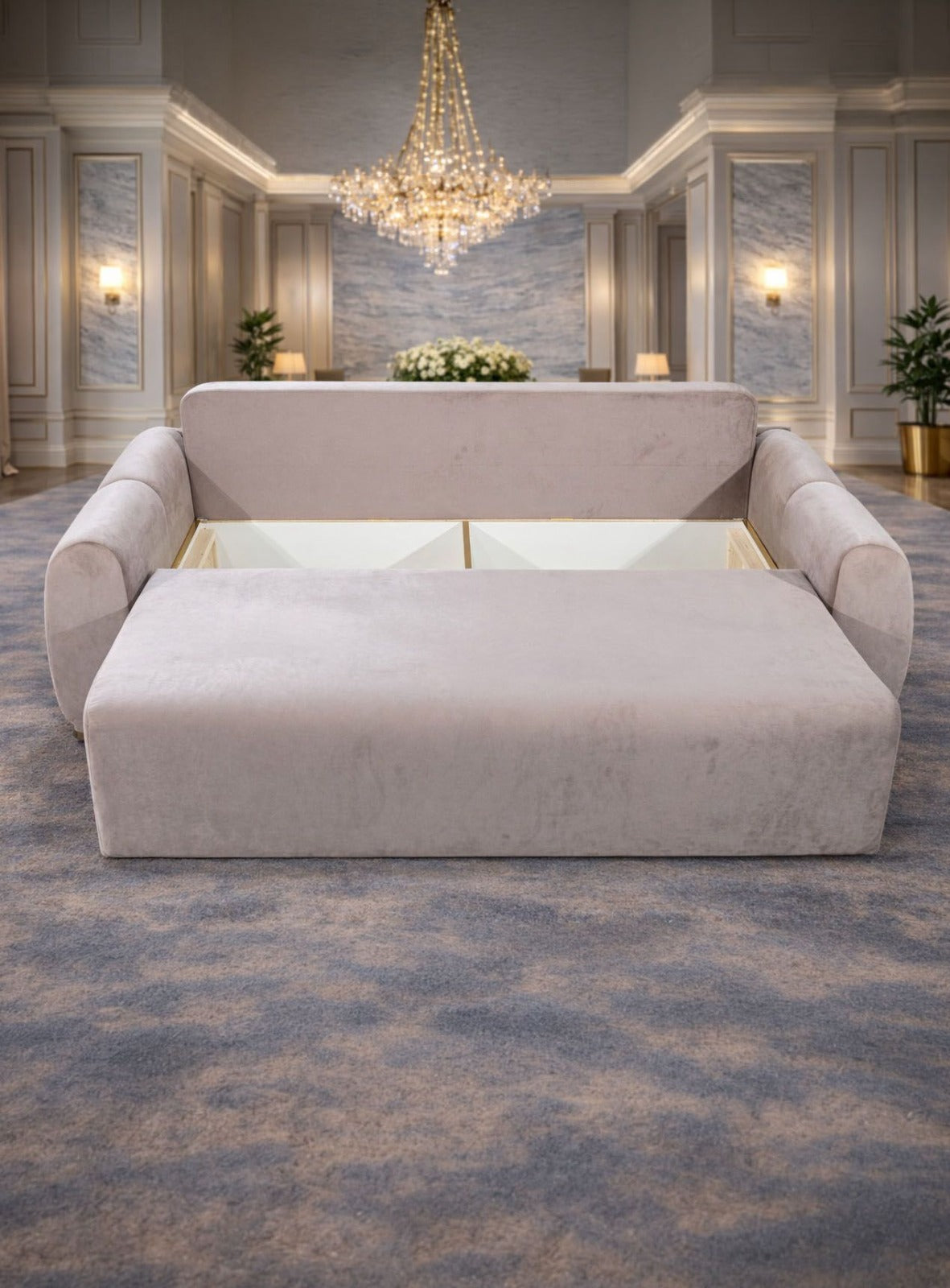 Canapea extensibilă Athena de la IMPACT MOB, cu ladă de depozitare, în nuanță modernă, confortabilă și practică.