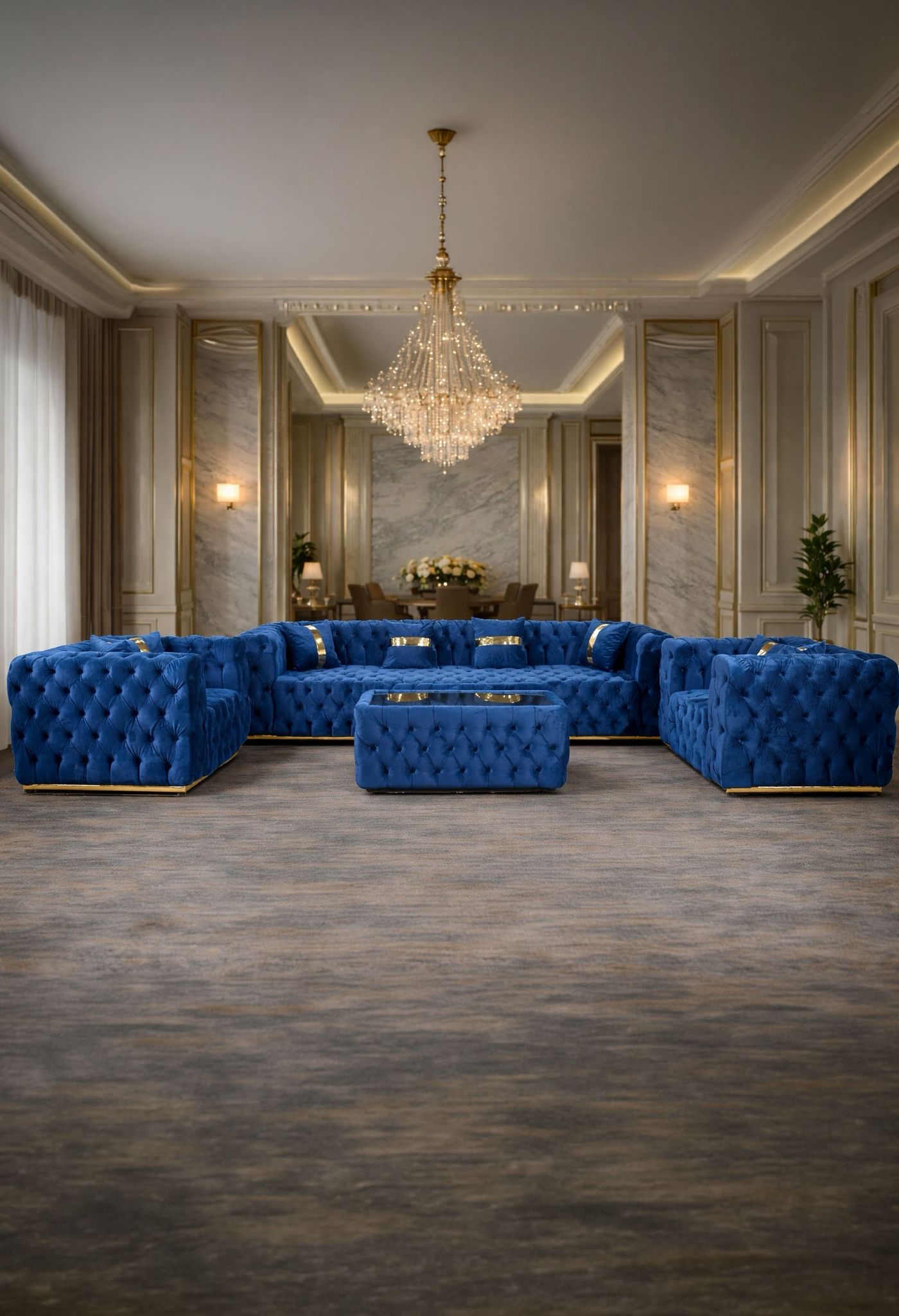 California – Set canapea 4 locuri extensibilă cu 2 fotolii și măsuță de cafea