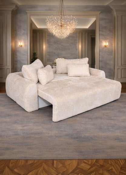 Canapea extensibilă Athena de la IMPACT MOB, cu ladă de depozitare, prezentată într-un interior modern.