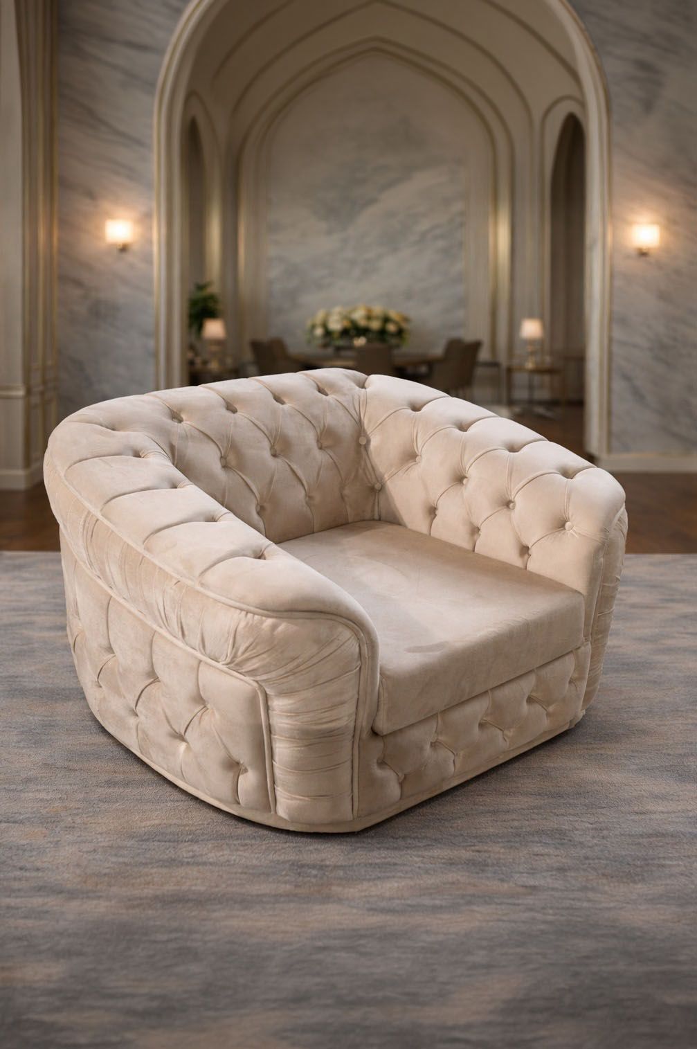 Xtreme extendable corner sofa 300x270 cm with two matching armchairs by IMPACT MOB in a modern living room setting.