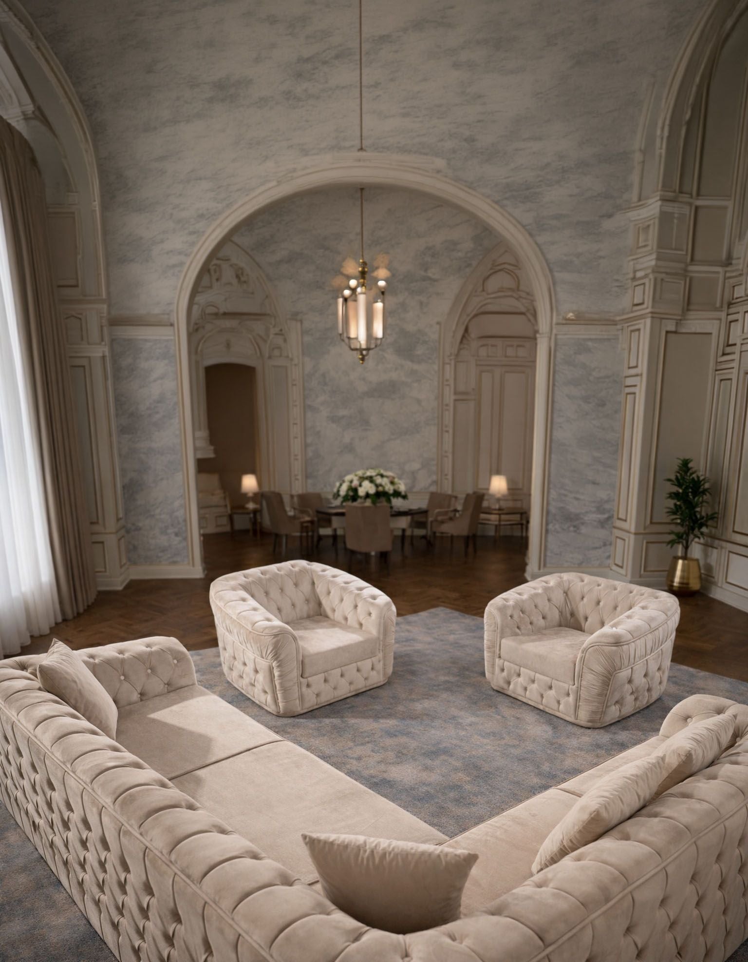 Velvet upholstered Xtreme armchair by IMPACT MOB, featuring a modern design and comfortable seating.