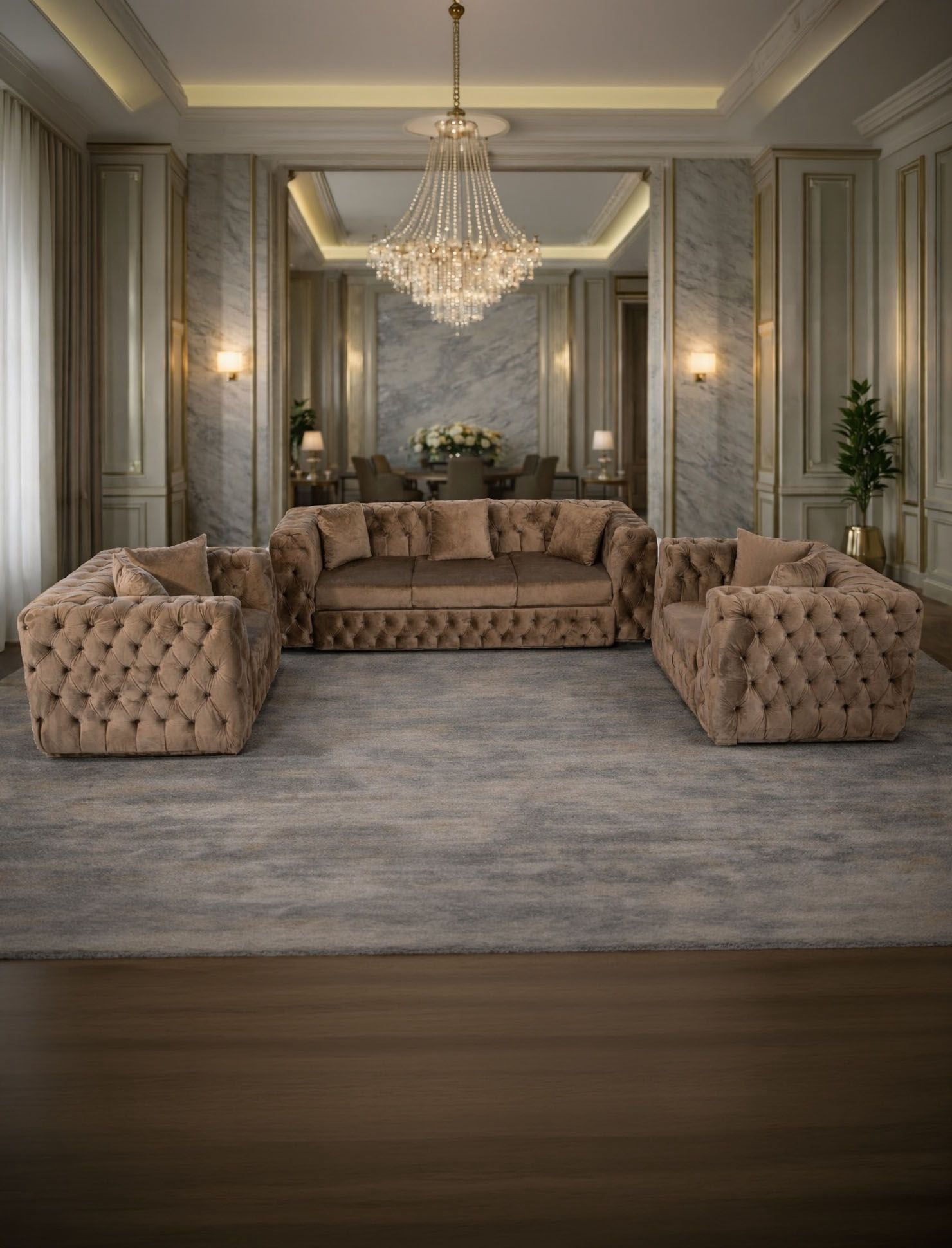 California 3-seat sofa set with extendable feature and 2 matching armchairs by IMPACT MOB, showcasing modern design and comfort.