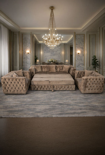 California 3-seater sofa set with 2 armchairs in a modern design by IMPACT MOB, featuring a stylish, extendable functionality.