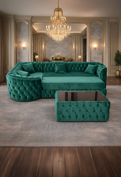 Lugano extensible corner sofa 180 x 270 cm with coffee table in modern living room setting by IMPACT MOB.