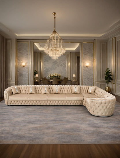 Lugano IMPACT MOB velvet-upholstered sofa bed, 480cm x 180cm, with plush velvet fabric and sturdy frame.