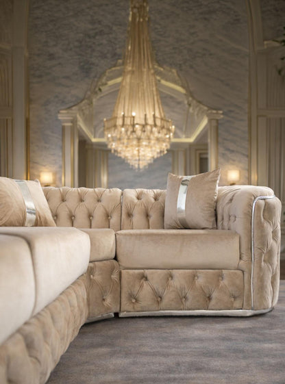 Luxurious IMPACT MOB Lugano coltar fix 480cm x 180cm with plush velvet upholstery, stylish and spacious for modern living spaces.