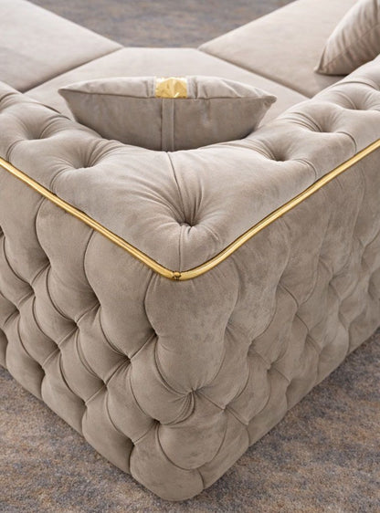 Colțar fix Lugano de 270x270 cm, brand IMPACT MOB, cu tapițerie și design modern, vizibil în imagine.