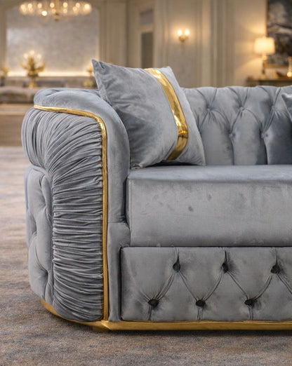 Impact Mob Xtreme 3-seat extendable sofa set with two armchairs and coffee table, displayed in a modern living room scene.