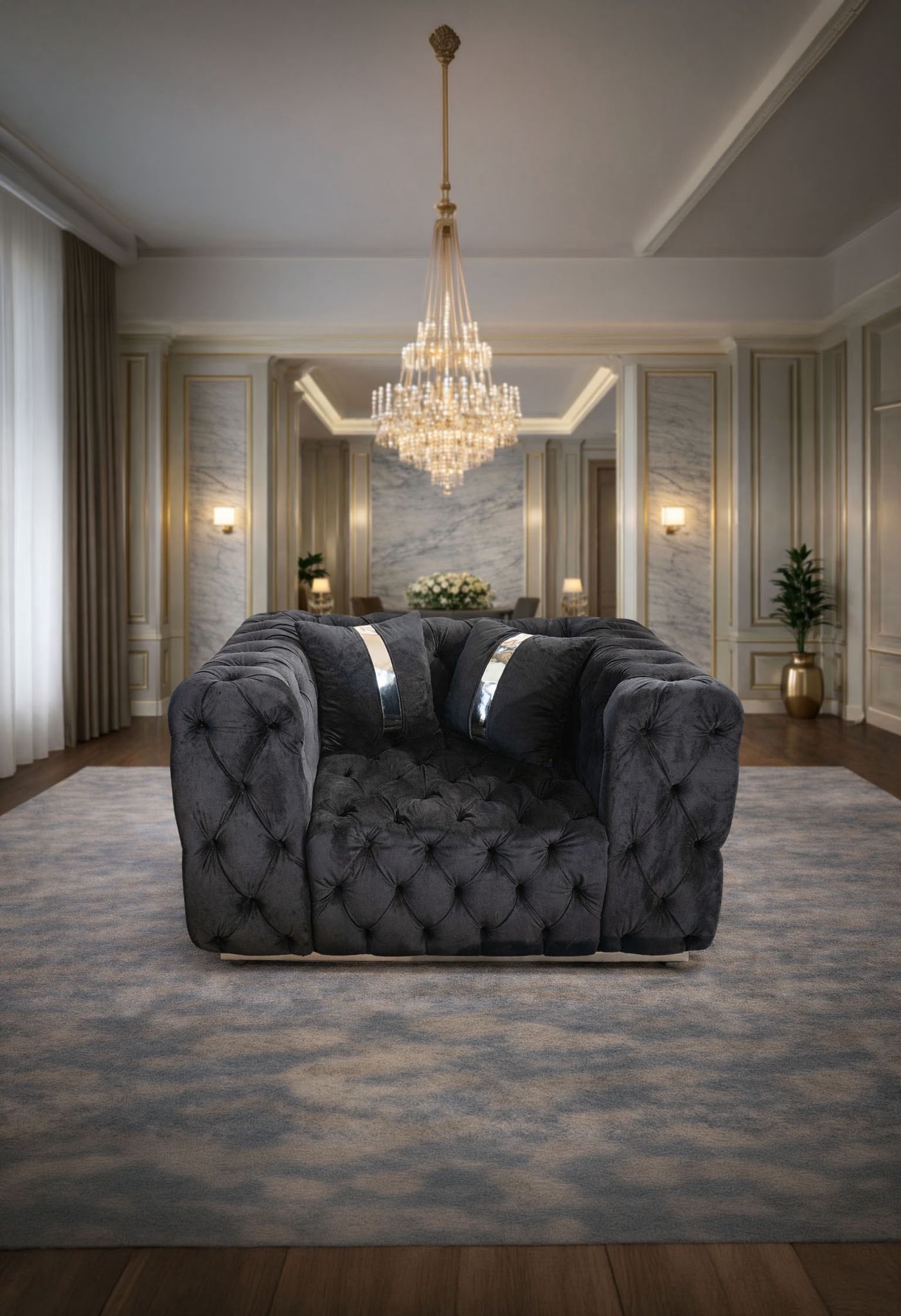 California   –   Set   canapea   3   locuri   extensibilă   cu   2   fotolii   și   măsuță   de   cafea