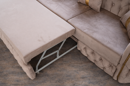 Lugano 4-seat extendable sofa by IMPACT MOB, shown in a modern living room with fabric upholstery and convertible design.