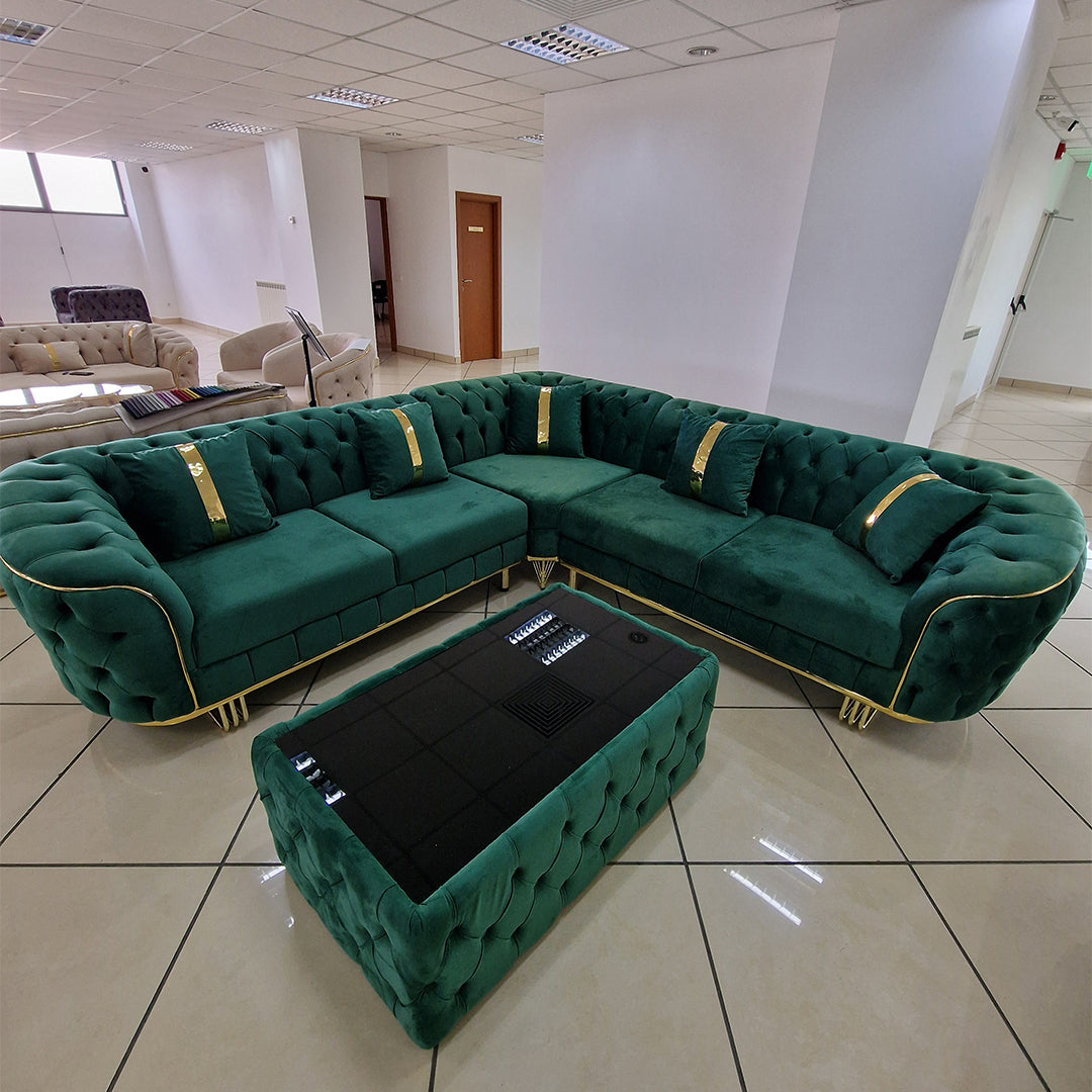 Colțar fix Baloon Catifea stil Chesterfield