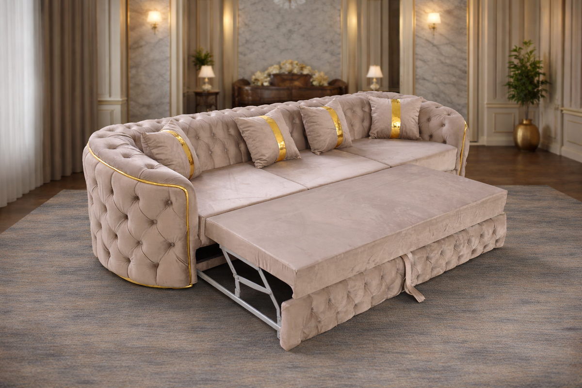 Impact Mob Lugano 4-seat extendable sofa with plush fabric and modern design, shown in its extended lounging position.
