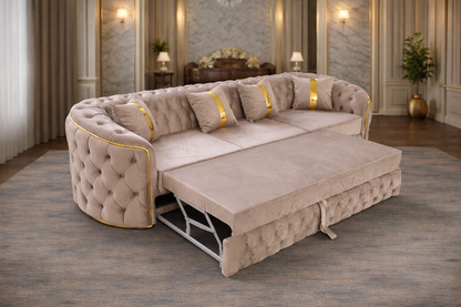 Impact Mob Lugano 4-seat extendable sofa with plush fabric and modern design, shown in its extended lounging position.