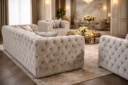 Set canapea extensibilă cu 3 locuri, 2 fotolii și măsuță de cafea IMPACT MOB, mobilier modern pentru living.