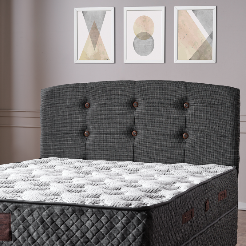 Pat Boxspring Samba din Catifea, cu Saltea și Depozitare