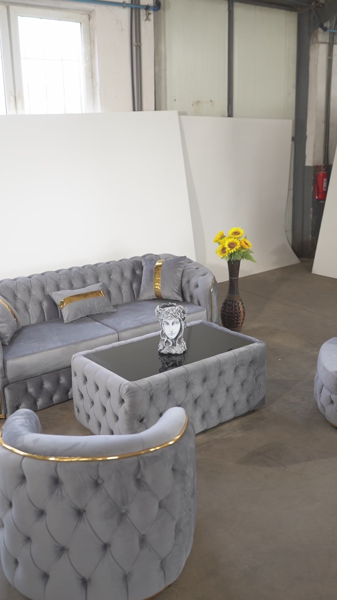 Lugano - Set canapea extensibila, doua fotolii si masuta cafea