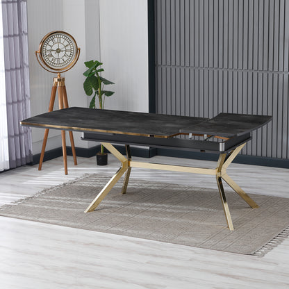 Set masă cu 6 scaune, pătrată, extensibilă, Aria