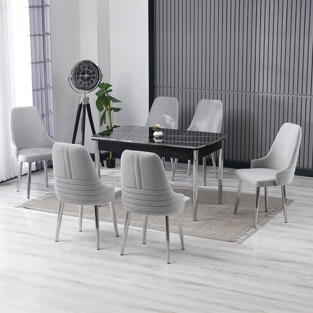 Masa de Living Extensibila Sonata Blat Negru cu Argintiu